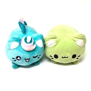 Tasty Peach Green Tea Meowchi Moon Blossom Plush SET 7" Kitty Cat Kawaii Aurora
